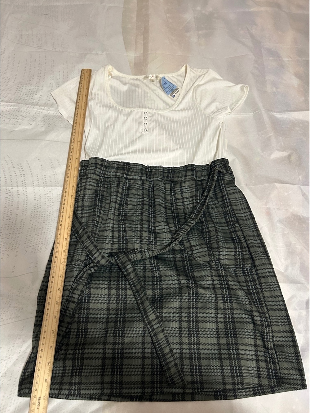 Ultra Flirt white and plaid dress CLOTHING00137